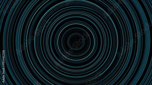 A hypnotic teal tunnel of concentric circles radiating from a central point against a black background
