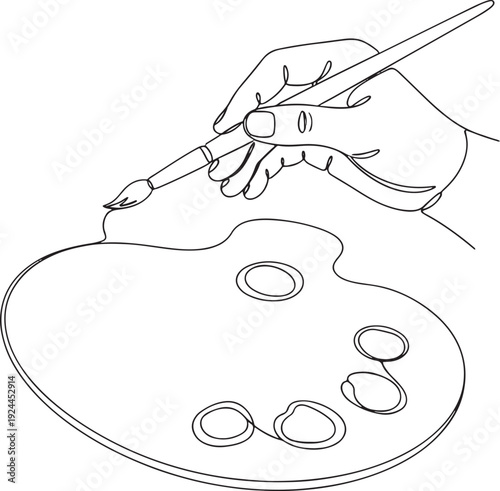 Artist's hand holding a paintbrush and palette, a symbol of creativity and artistic expression in the world of art and design