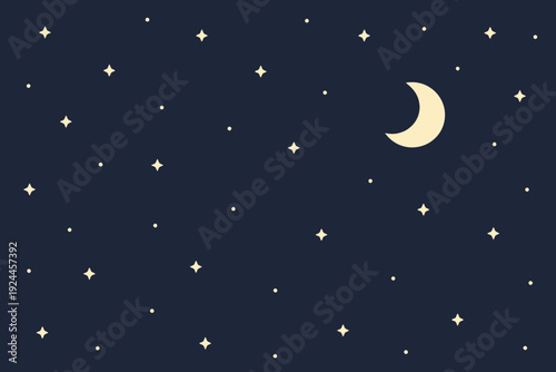 Cielo nocturno con media luna