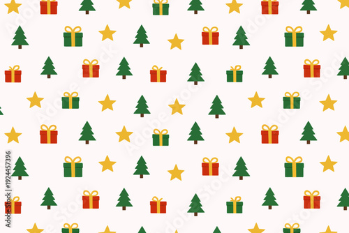 Patrón navideño con estrellas y regalos
