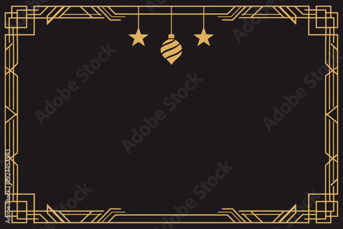 Bordes geométricos con adornos navideños