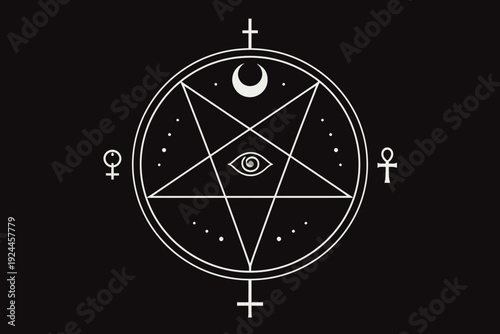 Símbolo oculto con pentagrama invertido