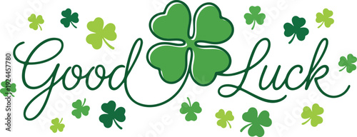 Good luck message for St patrick's day with green shamrock pattern