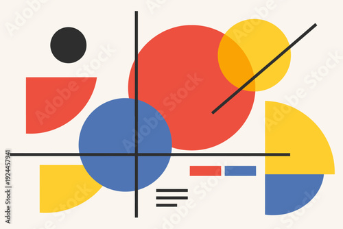 Composición geométrica Bauhaus en colores primarios