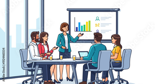 Collaborative Team Discussing Modern Presentation