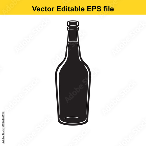 Wine Bottle Silhouette Icon Vector Illustration