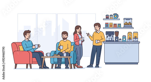 Modern Office Team Casual Coffee Talk