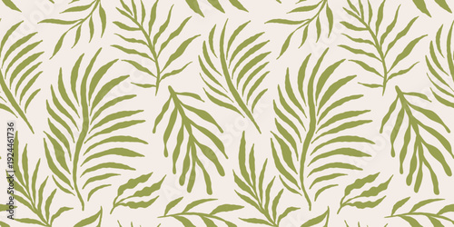 Vector summer seamless pattern in simple wavy and groovy naive style, flowers and plants, floral botanic hand drawn design backgrounds and prints,  modern art prints, surface design