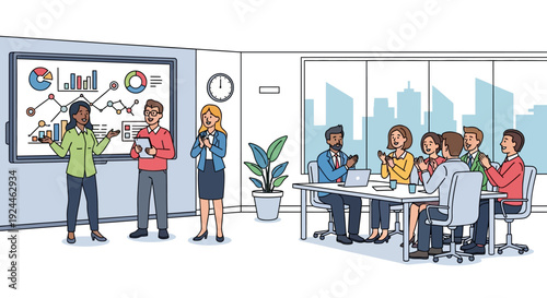 Enthusiastic Team Presents Project Success