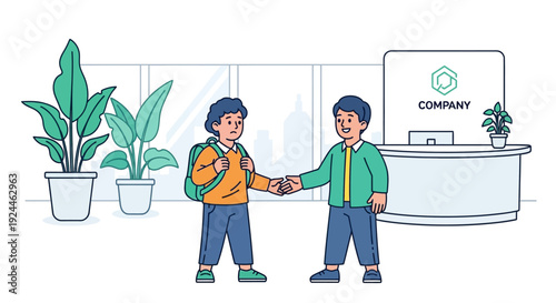 Friendly Colleague Welcomes New Hire