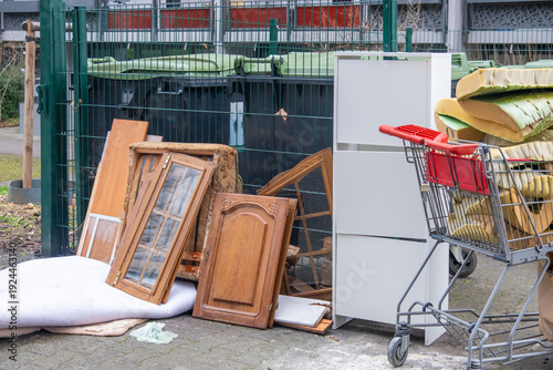 Принти на полотні bulky waste reduction, large pile discarded furniture, renovation or declutterin
