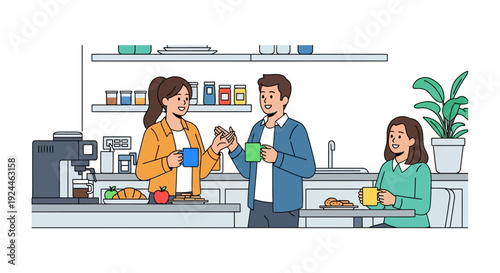 Office Friends Relaxing Coffee Moment