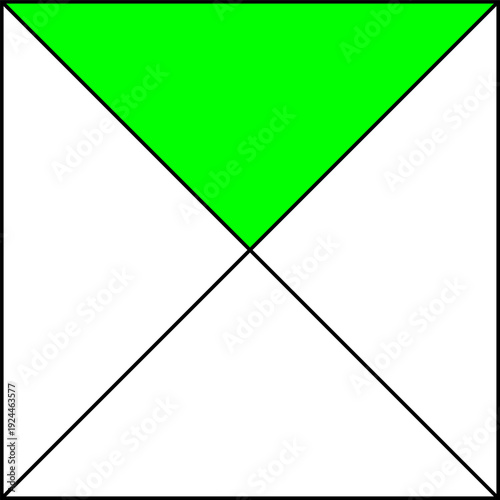 Geometric square icon with 1/4 green triangle color fill
