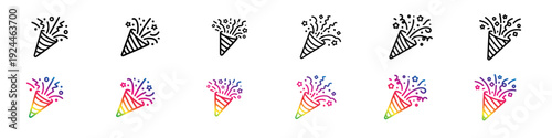 Celebration Confetti Poppers Icon Set