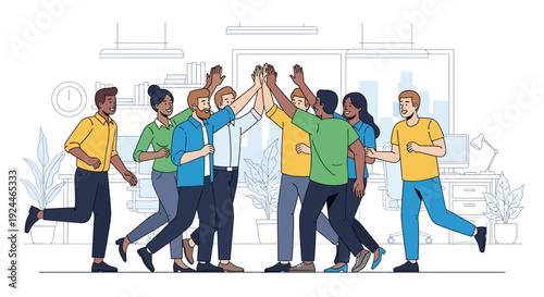 Diverse Team Celebrates Project Success