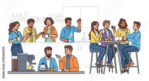 Joyful Colleagues Coffee Break Chatting