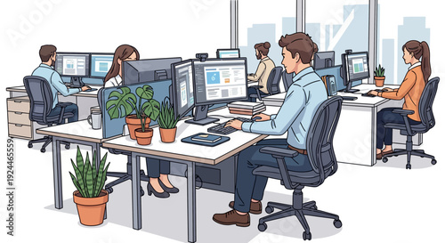 Professional Focused at Modern Office Desk