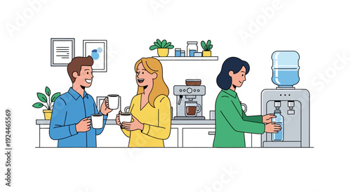 Smiling Colleagues Enjoy Coffee Break