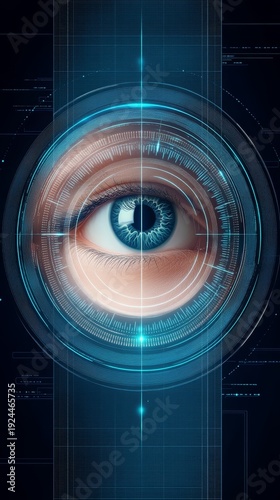 Fototapeta kuchenna Futuristic eye interface advanced bionic vision technology explore cutting edge bionic vision augmented reality display