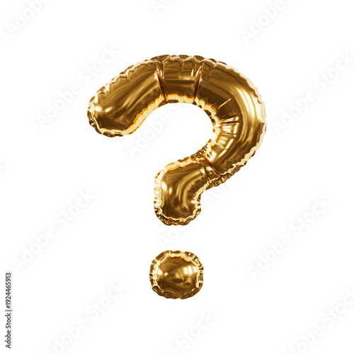 Gold Foil Balloon Question Mark On Transparent Background For Celebration, Party, And Luxury Decor