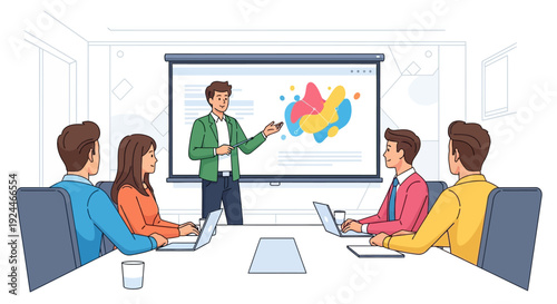 Confident Employee Giving Presentation