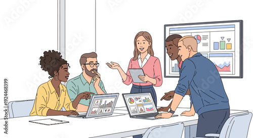 Diverse Team Collaborating in Modern Conference