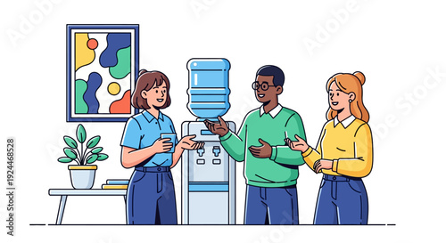 Friendly Workplace Conversation by Cooler