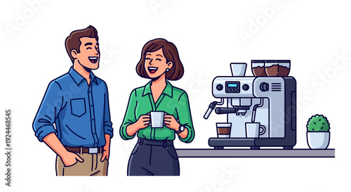 Happy Colleagues Coffee Break Chat