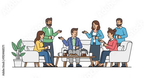 Happy Colleagues Coffee Break Networking