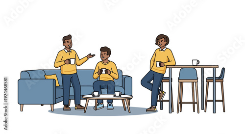 Happy Colleagues Coffee Break Office Lounge