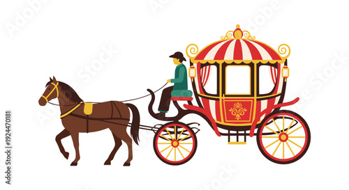 Horse-drawn carriage with driver, a symbol of historical travel and elegance