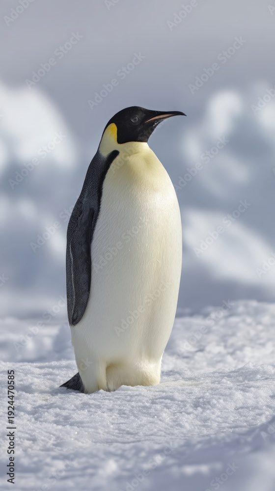 Obraz premium Penguin standing proudly on icy terrain