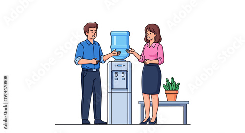 Happy Colleagues Discussing at Water Cooler