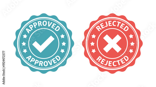 Approved and rejected stamps on white background for validation purposes