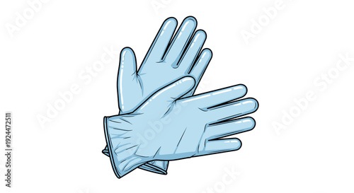 Blue latex gloves on white background  