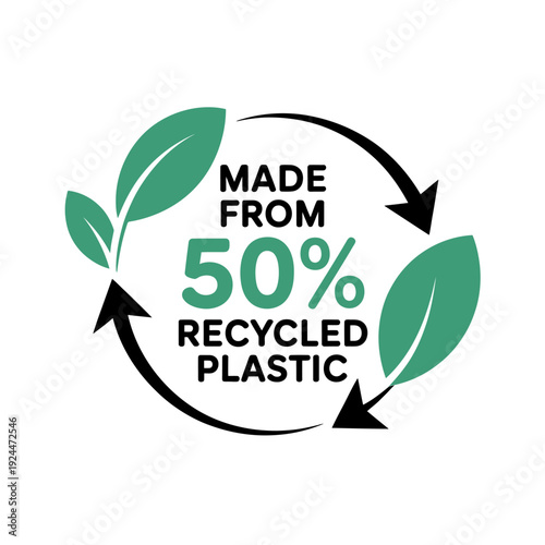 Eco friendly label made from fifty percent recycled plastic