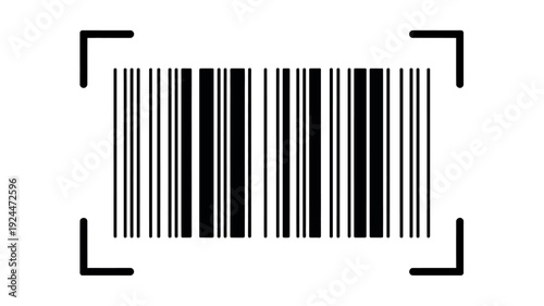Barcode scanner symbol with lines and squares for product identification