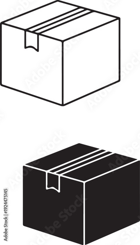 Two boxes with different colors and a single flap on the top. isolated on white background, illustration