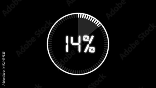 Abstract Pie Chart Data Loop Animation with 14 percent. 14 Modern circular pie chart animation showing percentage progress and statistics.
