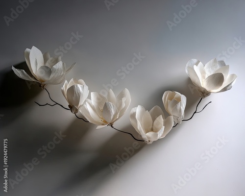 White Magnolia Pixel Art Arrangement