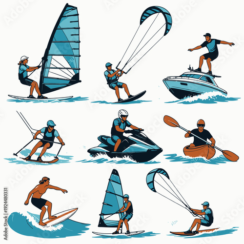 Water Sports Set vector