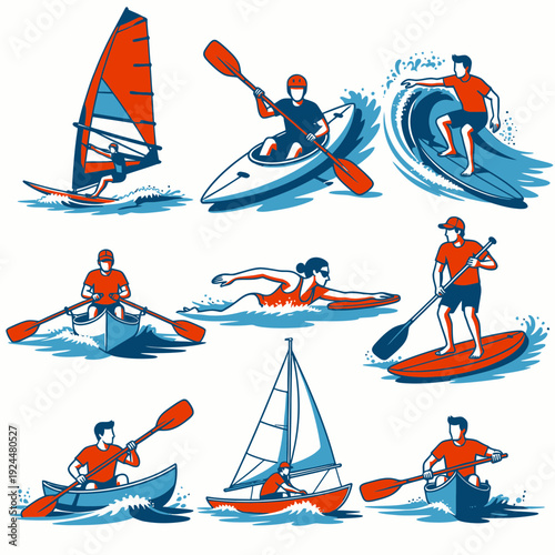 Water Sports Icons vector