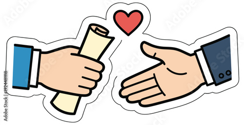 Business Document Handover Agreement Concept Vector Illustration Representing Partnership Collaboration Trust Teamwork and Mutual Success