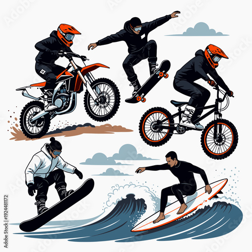 Action Sports Athletes In Motion vector