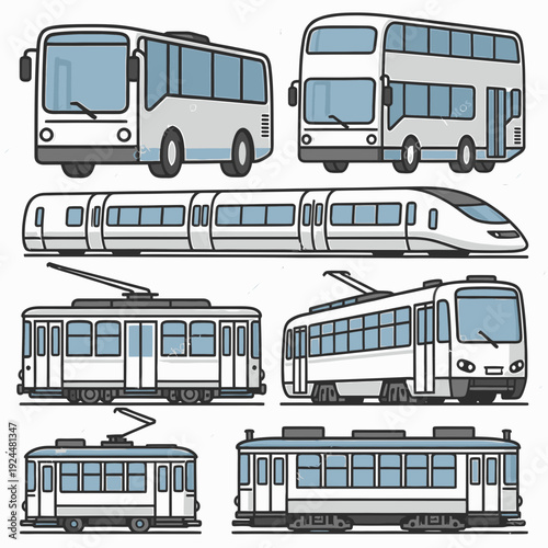 Public Transport Vehicles Set vector