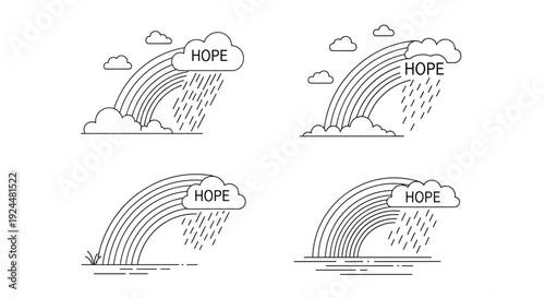 Rainbows with clouds and rain, symbolizing hope and resilience through difficult times