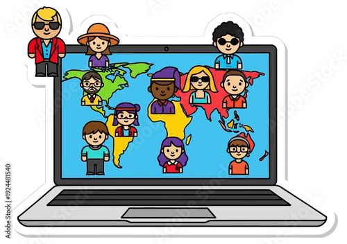 Global Teamwork International Collaboration Vector Illustration Representing Remote Workforce Worldwide Connection Digital Networking and Global Business