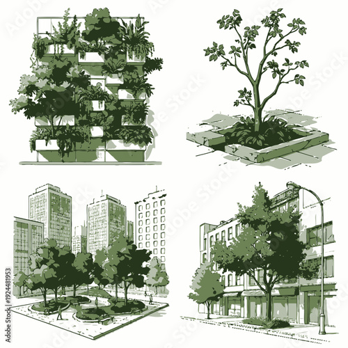 Sustainable City Buildings vector