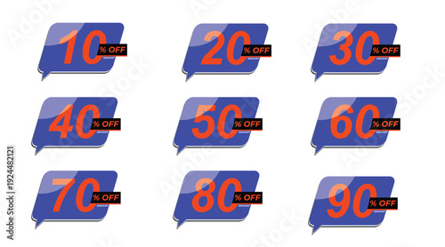 10–90 Percent Off Discount Tag Set – Sale Promotion Labels for Retail Deals & Special Offers