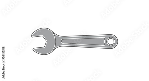 Vector illustration of a combination wrench icon. Spanner tool flat design isolated on black background with copy space.
